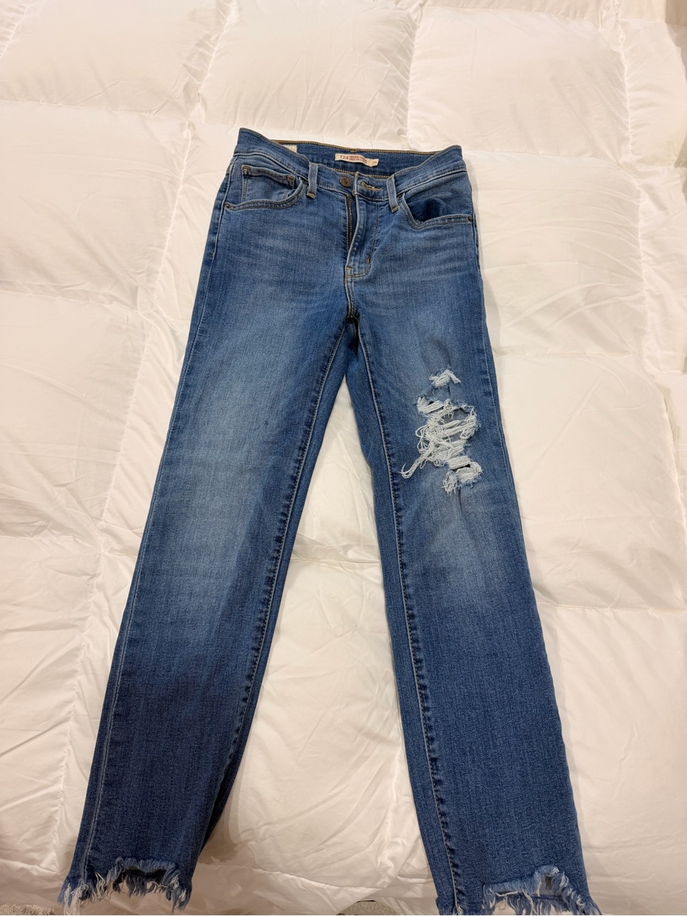Levi’s Blue Distressed Straight-Leg Jeans